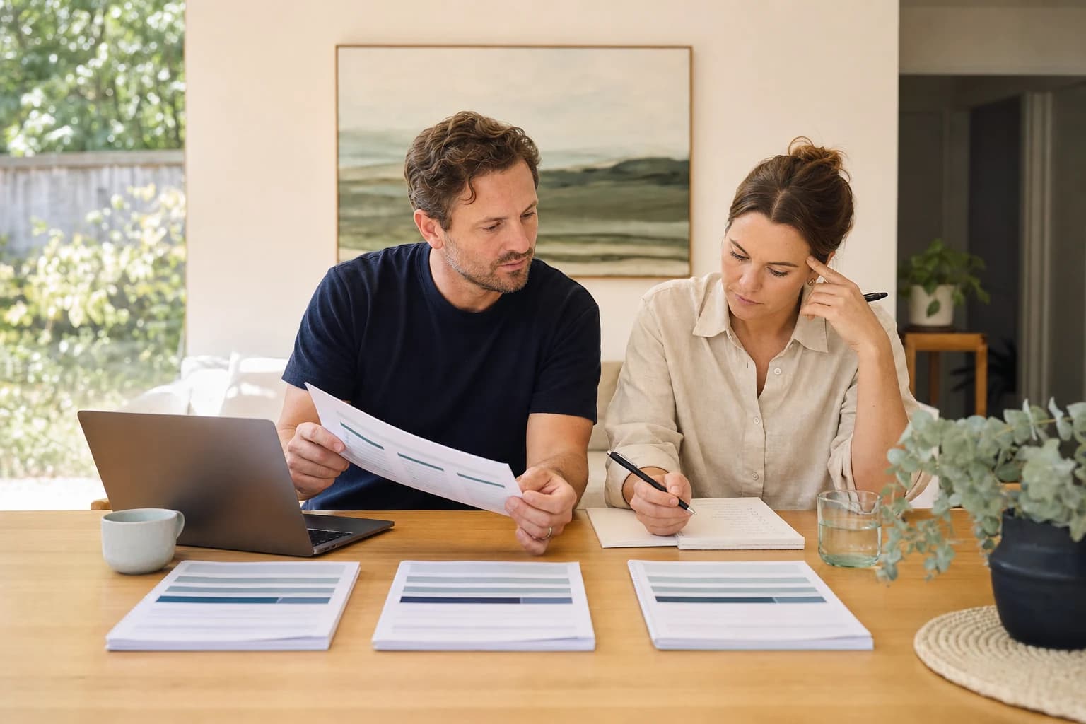 Australian borrowers comparing mortgage broker information with a written scorecard